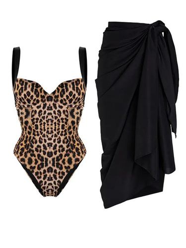 Printing Leopard Casual One Piece With Cover Up - Just Fashion Now - Modalova