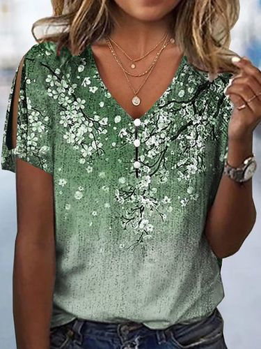 Floral Casual Jersey Loose Shirt - Modetalente - Modalova