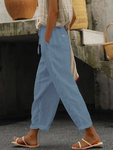 Relaxed Loose Polyester Stripe Pants - Just Fashion Now - Modalova
