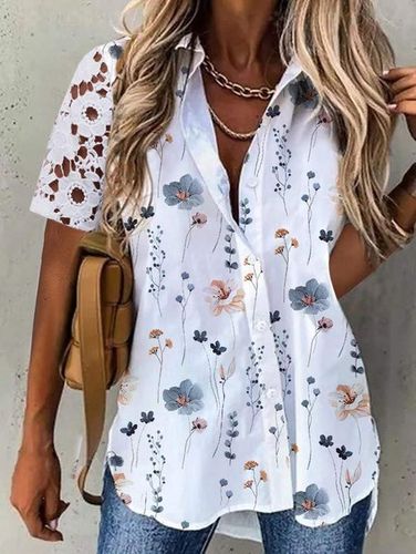 Loose Lace Floral Boho Blouse - Just Fashion Now UK - Modalova