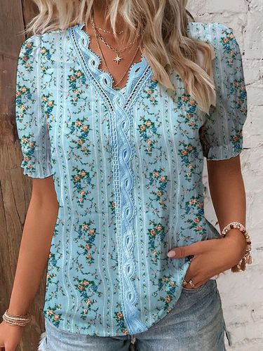 Lace Loose Casual Floral Shirt - Just Fashion Now - Modalova