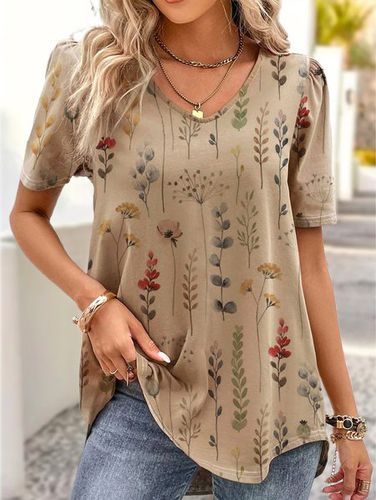 V Neck Casual Loose Floral Shirt - Modetalente - Modalova