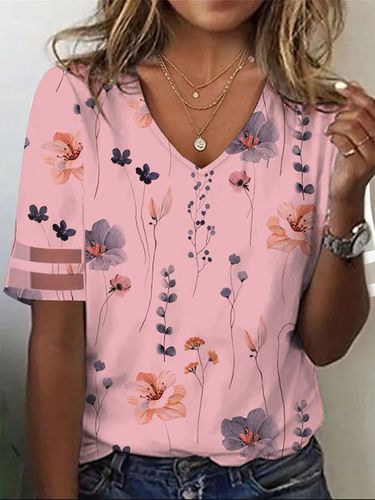 Casual Floral Loose T-Shirt - Just Fashion Now - Modalova