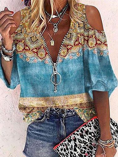 Ethnic Loose Casual Blouse - Just Fashion Now - Modalova