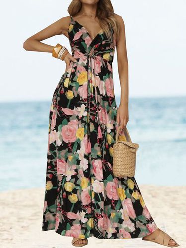 Loose Floral Vacation V Neck Dress With No - Modetalente - Modalova
