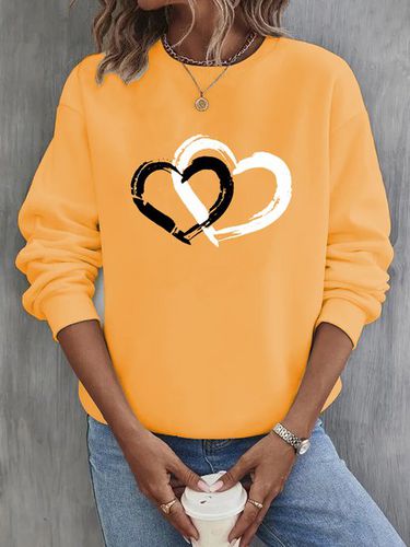 Heart/Cordate Crew Neck Casual Sweatshirt - Just Fashion Now - Modalova