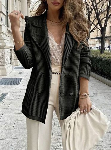 Plain Long Sleeve Buckle Lapel Collar Casual Blazer - Just Fashion Now - Modalova