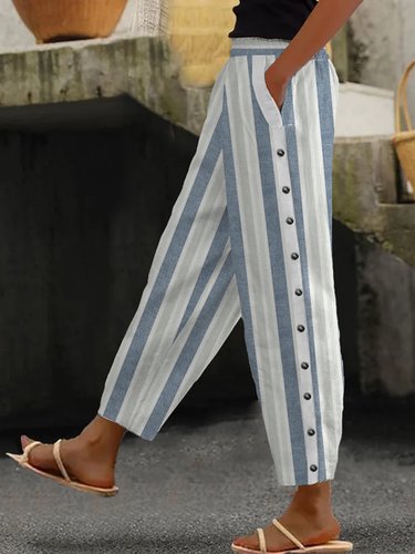 Loose Striped Casual Pants - Modetalente - Modalova