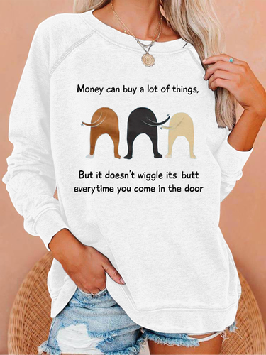 Women's Funny Money Can Buy A Lot Of Things But It Doesn'T Wiggle Crew Neck Casual Animal Sweatshirt - Just Fashion Now - Modalova