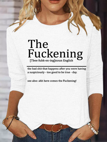 Women's Funny Sarcastic The Fuckening Sarcastic Definition Good Day Then Text Letters Casual Shirt - Modetalente - Modalova