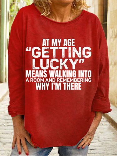 Women's Funny At My Age Getting Lucky Casual Crew Neck Sweatshirt - Modetalente - Modalova