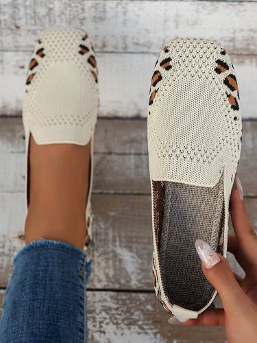 Casual Breathable Mesh Fabric Square Toe Slip On Shoes - Just Fashion Now - Modalova