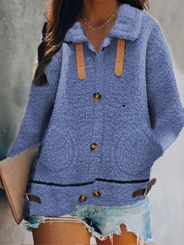 Casual Shawl Collar Polar Fleece Teddy Jacket - Just Fashion Now UK - Modalova