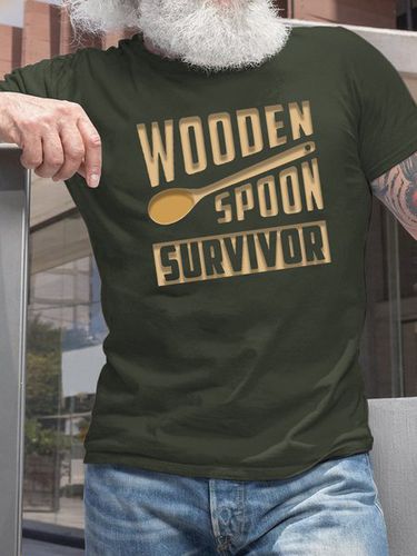 Men's Wooden Spoon Survivor Casual Crew Neck Regular Fit T-Shirt - Modetalente - Modalova