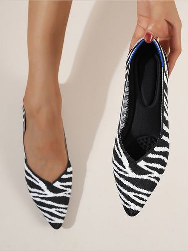 Barbie Pink Zebra Print Leopard Print Plain Color Massage Insole Flying Woven Pointed Flat Shoes - Modetalente - Modalova