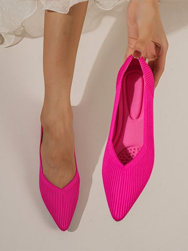 Barbie Pink Zebra Print Leopard Print Plain Color Massage Insole Flying Woven Pointed Flat Shoes - Modetalente - Modalova
