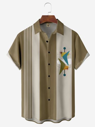 Medieval Geometric Chest Pocket Short Sleeve Bowling Shirt - Modetalente - Modalova