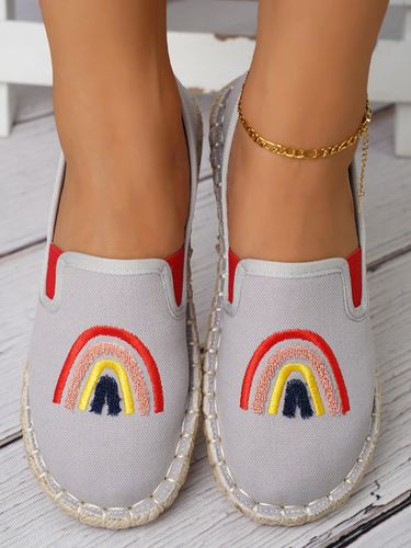Rainbow Embroidery Flat Slip On Espadrille Shoes - Just Fashion Now - Modalova