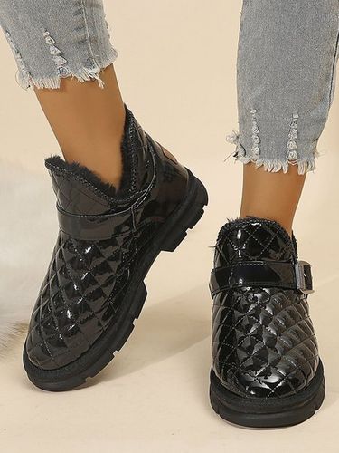 Plaid Stitching Buckle Warmth Faux Fur Lined Snow Boots - Just Fashion Now UK - Modalova
