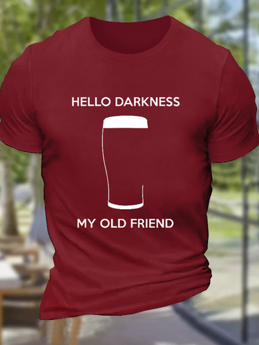 Men's Funny Saying Hello Darkness My Old Frien Cotton Casual T-Shirt - Modetalente - Modalova