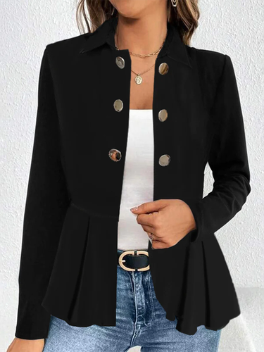 Buttoned Loose Casual Plain Jacket - Just Fashion Now - Modalova