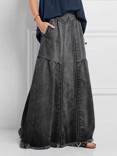 Women's Casual Brushed Elastic Waist Denim Skirt - Just Fashion Now - Modalova