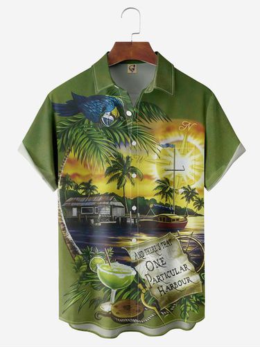 Parrot Chest Pocket Short Sleeve Hawaiian Shirt - Modetalente - Modalova