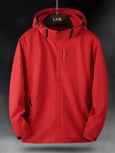 Plain Waterproof Windproof Long Sleeve Casual Hoodie Trench Coat - Modetalente - Modalova