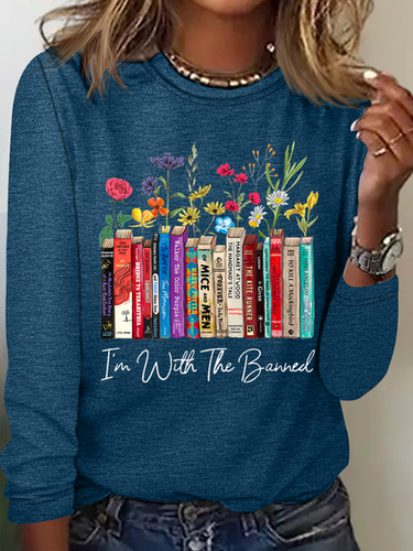 Women's I'm With The Banned Flowers Book Lover Gift Cotton-Blend Casual Shirt - Modetalente - Modalova