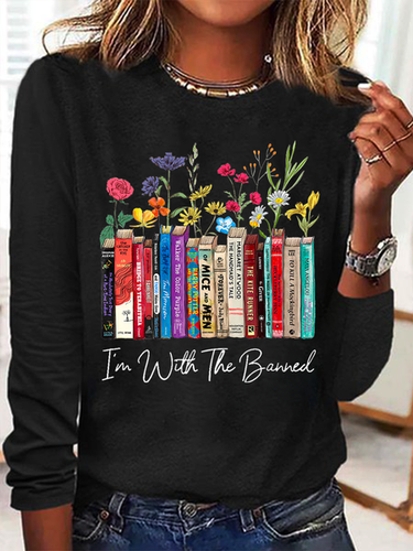 Women's I'm With The Banned Flowers Book Lover Gift Cotton-Blend Casual Shirt - Modetalente - Modalova