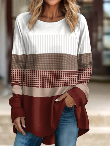 Tops Fashion Printed Round Neck Long Sleeve T-Shirt - Modetalente - Modalova