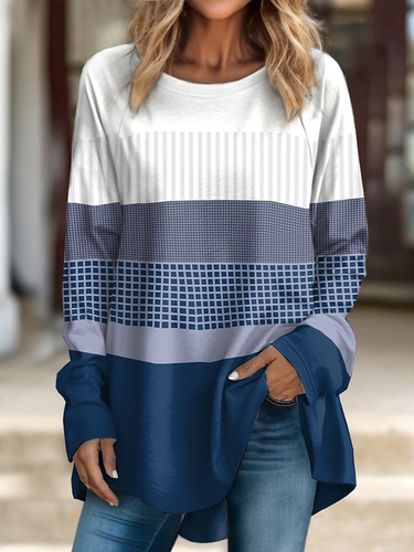 Tops Fashion Printed Round Neck Long Sleeve T-Shirt - Modetalente - Modalova