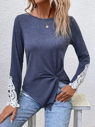 Casual Plain Crew Neck tunic T-Shirt - Modetalente - Modalova