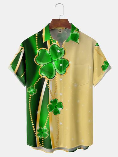 St. Patrick's Day Chest Pocket Short Sleeve Casual Shirt - Modetalente - Modalova