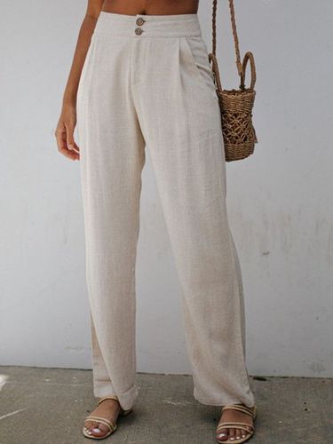 Cotton Casual Buttoned Pants - Modetalente - Modalova