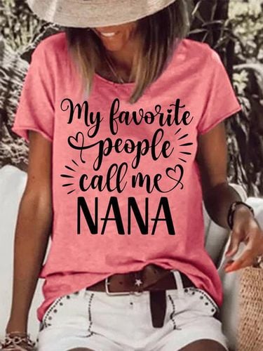 Women's My Favorite People Call Me Nana Funny Graphic Printing Text Letters Casual Cotton-Blend Loose T-Shirt - Modetalente - Modalova