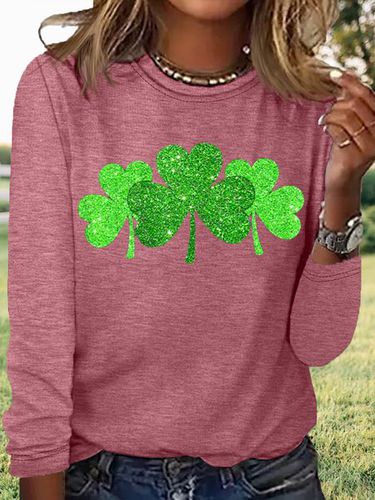 Women's Print Irish Shamrock Green Clover St Patricks Day Casual Letters Shirt - Just Fashion Now - Modalova