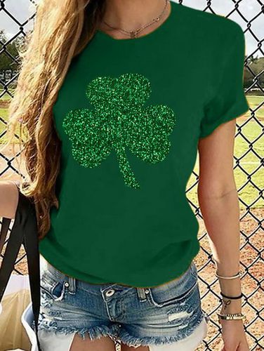 Women's St Patricks Day Irish Glitter Shamrock Cotton T-Shirt - Just Fashion Now - Modalova