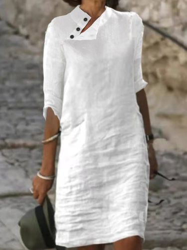Regular Fit Casual Cotton And Linen Dress - Just Fashion Now - Modalova