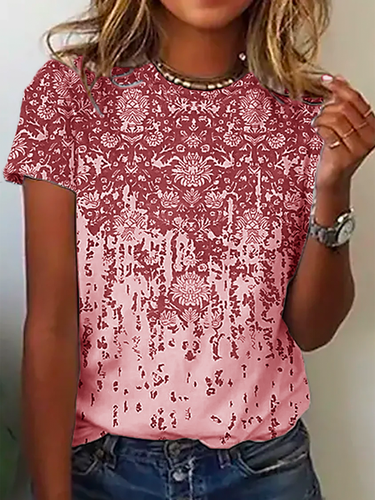 Ethnic Loose Casual Jersey T-Shirt - Modetalente - Modalova