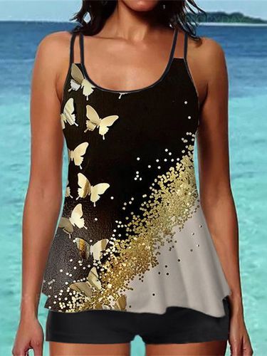 Floral Scoop Neck Printing Vacation Tankini - Just Fashion Now - Modalova