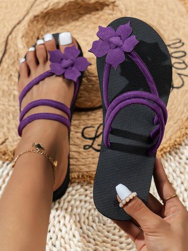 Appliques Decor Two Way Wear Flip Flops Strappy Slide Sandals - Modetalente - Modalova