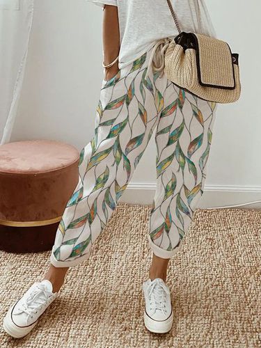 Loose Geometric Printed Lace-Up Casual Pants - Just Fashion Now - Modalova