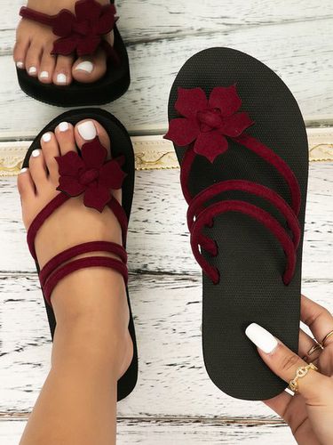Appliques Decor Two Way Wear Flip Flops Strappy Slide Sandals - Just Fashion Now - Modalova