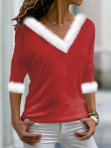 Christmas Casual Jersey Asymmetrical Loose T-Shirt - Modetalente - Modalova