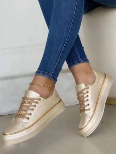Chain Decor Lace-up Casual Skate Shoes - Just Fashion Now - Modalova