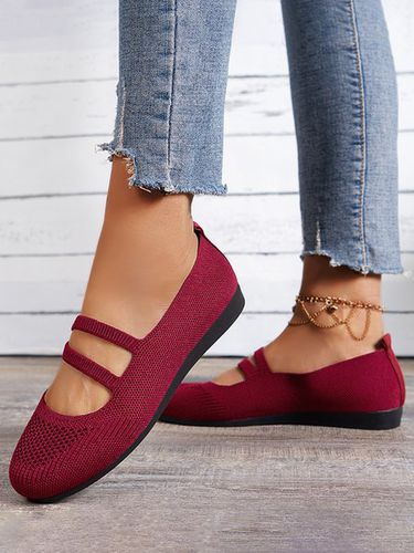 Soft and Comfortable Breathable Flyknit Mary Jane Flats - Just Fashion Now - Modalova