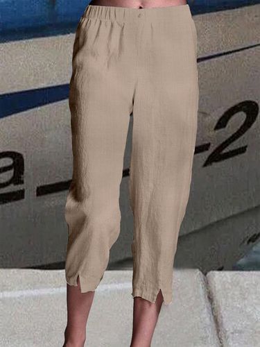 Casual Loose Cotton Plain Pants - Just Fashion Now - Modalova