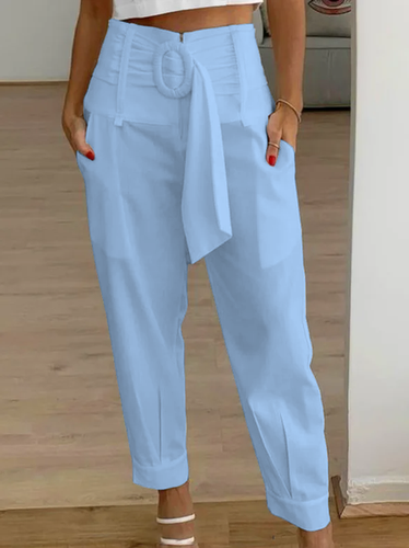 Plain Casual Cotton Cargo Pants - Modetalente - Modalova