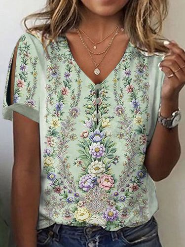 Summer Floral Casual Loose T-Shirt - Just Fashion Now - Modalova